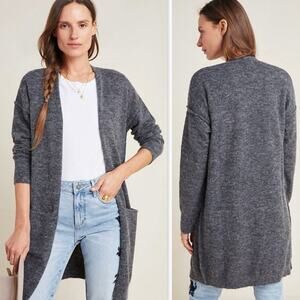 Anthropologie Jolie Open Front Cardigan In Carbon